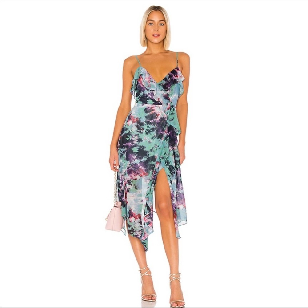 LOVERS & FRIENDS Haven Midi Dress Blue Tie Dye XS